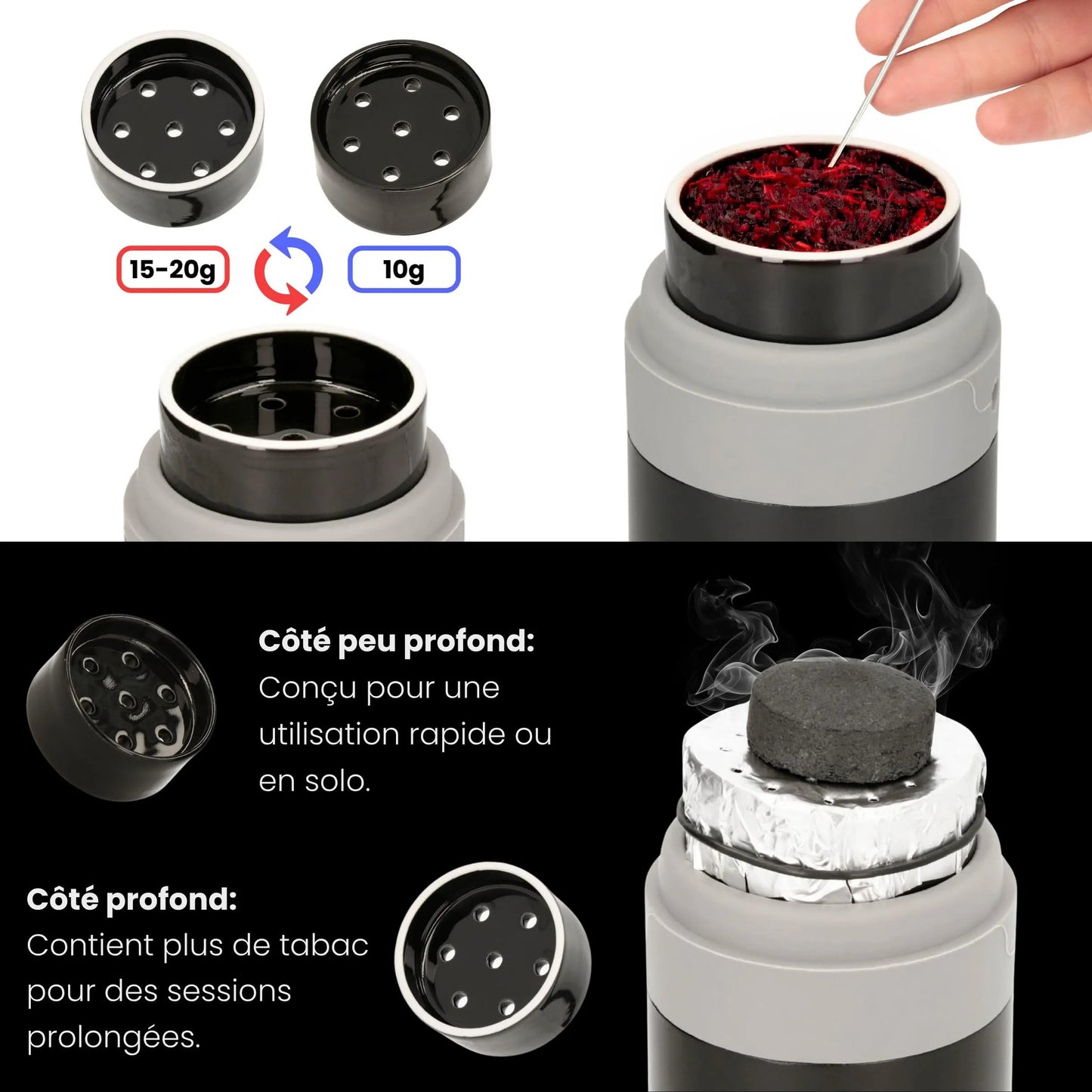 EL - BADIA P1 Portable Hookah 24 cm – Ultra - Compact Travel Shisha with Patented Hose Storage System, Reversible Ceramic Bowl & Silicone Hose (Acid Yellow) - Street wear urban