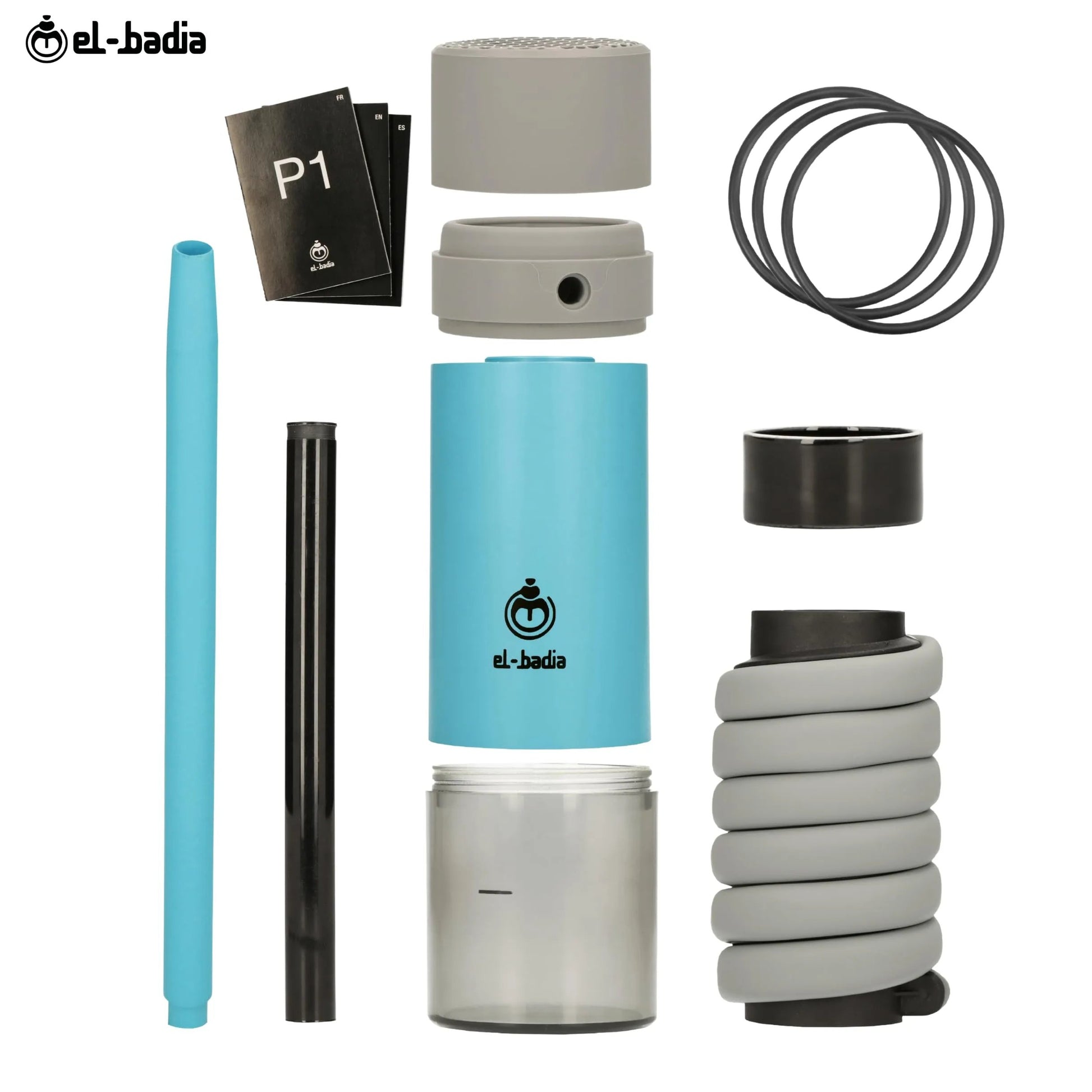 EL - BADIA P1 Portable Hookah 24 cm – Ultra - Compact Travel Shisha with Patented Hose Storage System, Reversible Ceramic Bowl & Silicone Hose (Acid Yellow) - Street wear urban