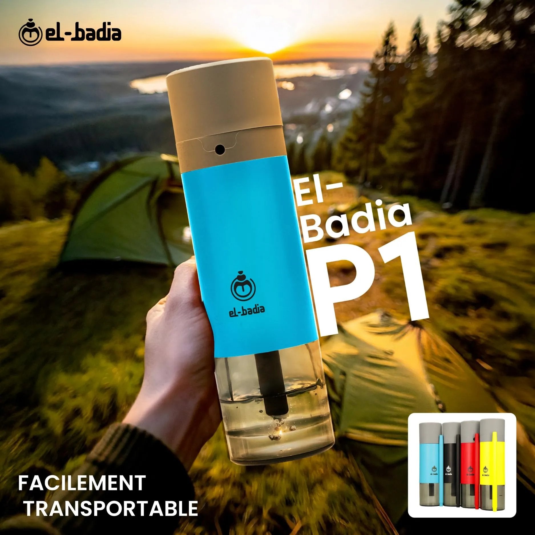 EL - BADIA P1 Portable Hookah 24 cm – Ultra - Compact Travel Shisha with Patented Hose Storage System, Reversible Ceramic Bowl & Silicone Hose (Acid Yellow) - Street wear urban