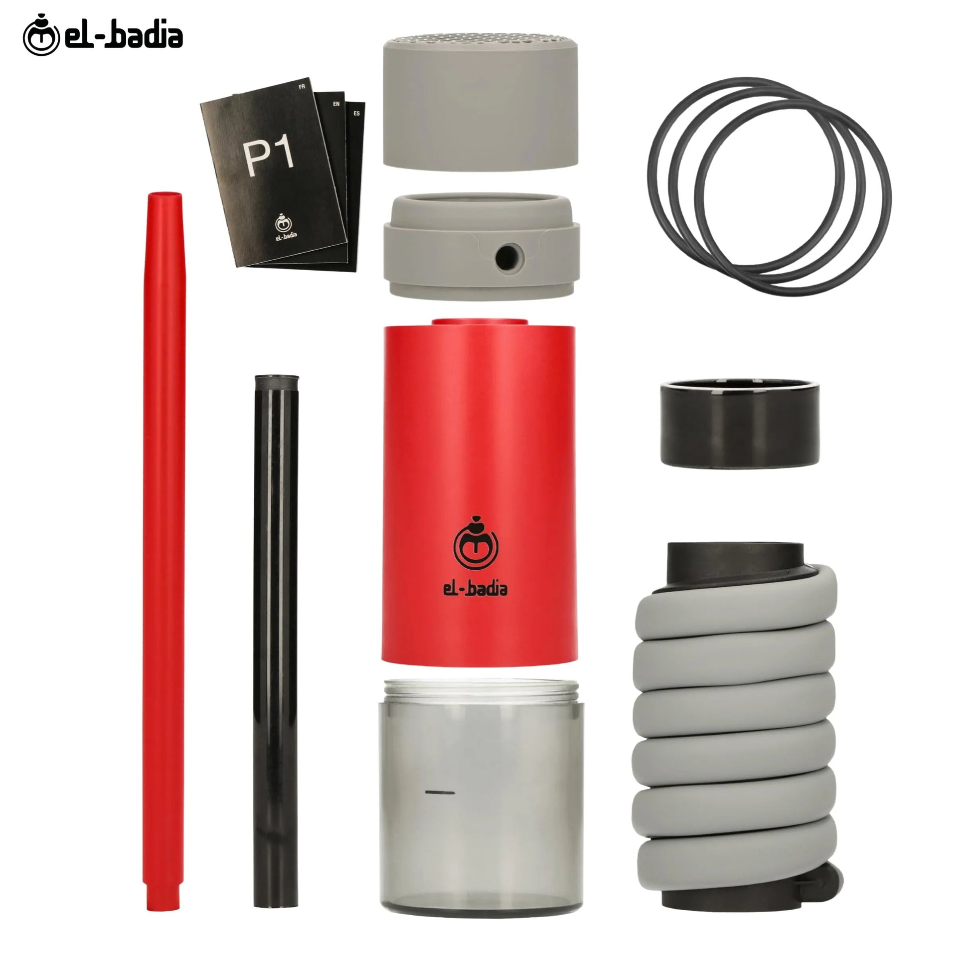 EL - BADIA P1 Portable Hookah 24 cm – Ultra - Compact Travel Shisha with Patented Hose Storage System, Reversible Ceramic Bowl & Silicone Hose (Acid Yellow) - Street wear urban