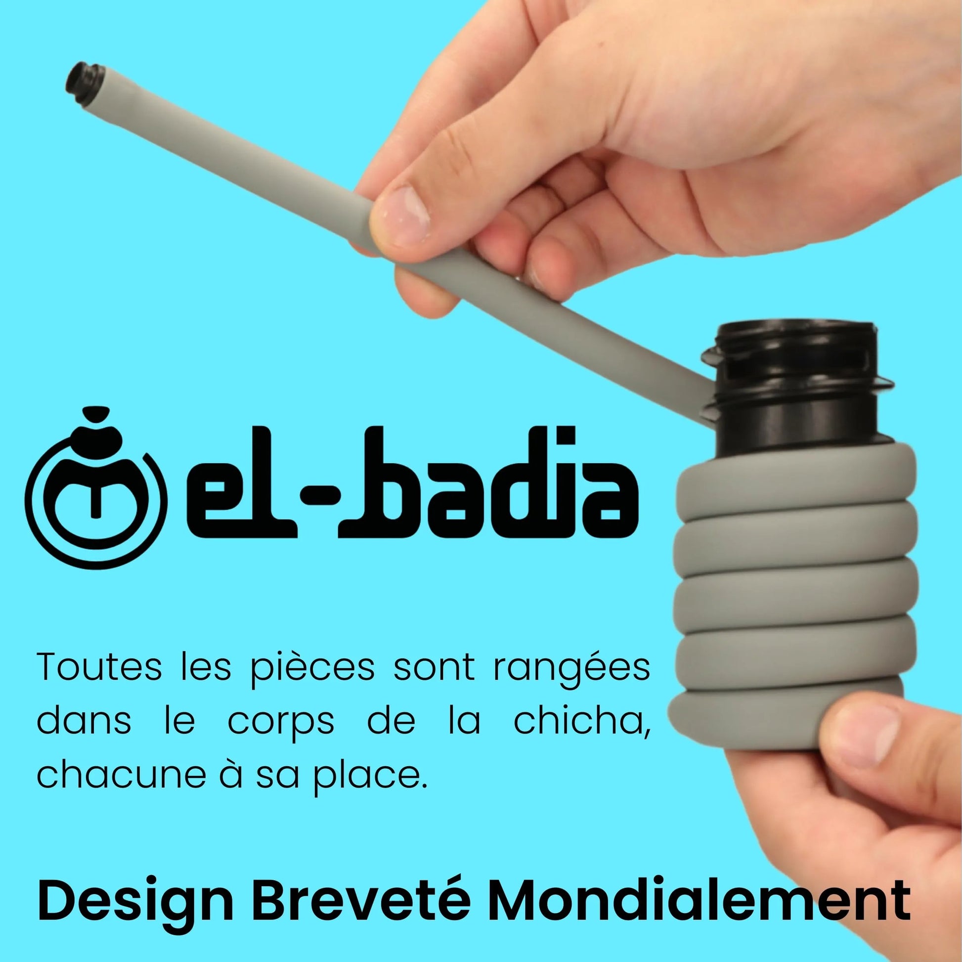 EL - BADIA P1 Portable Hookah 24 cm – Ultra - Compact Travel Shisha with Patented Hose Storage System, Reversible Ceramic Bowl & Silicone Hose (Acid Yellow) - Street wear urban