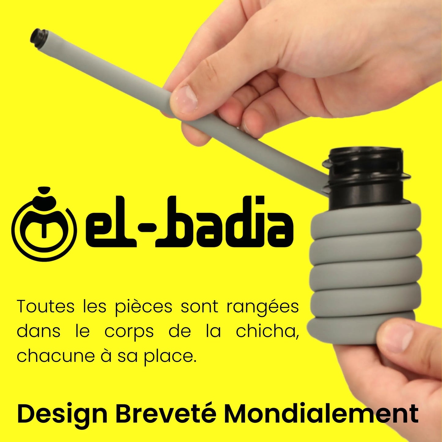 EL - BADIA P1 Portable Hookah 24 cm – Ultra - Compact Travel Shisha with Patented Hose Storage System, Reversible Ceramic Bowl & Silicone Hose (Acid Yellow) - Street wear urban