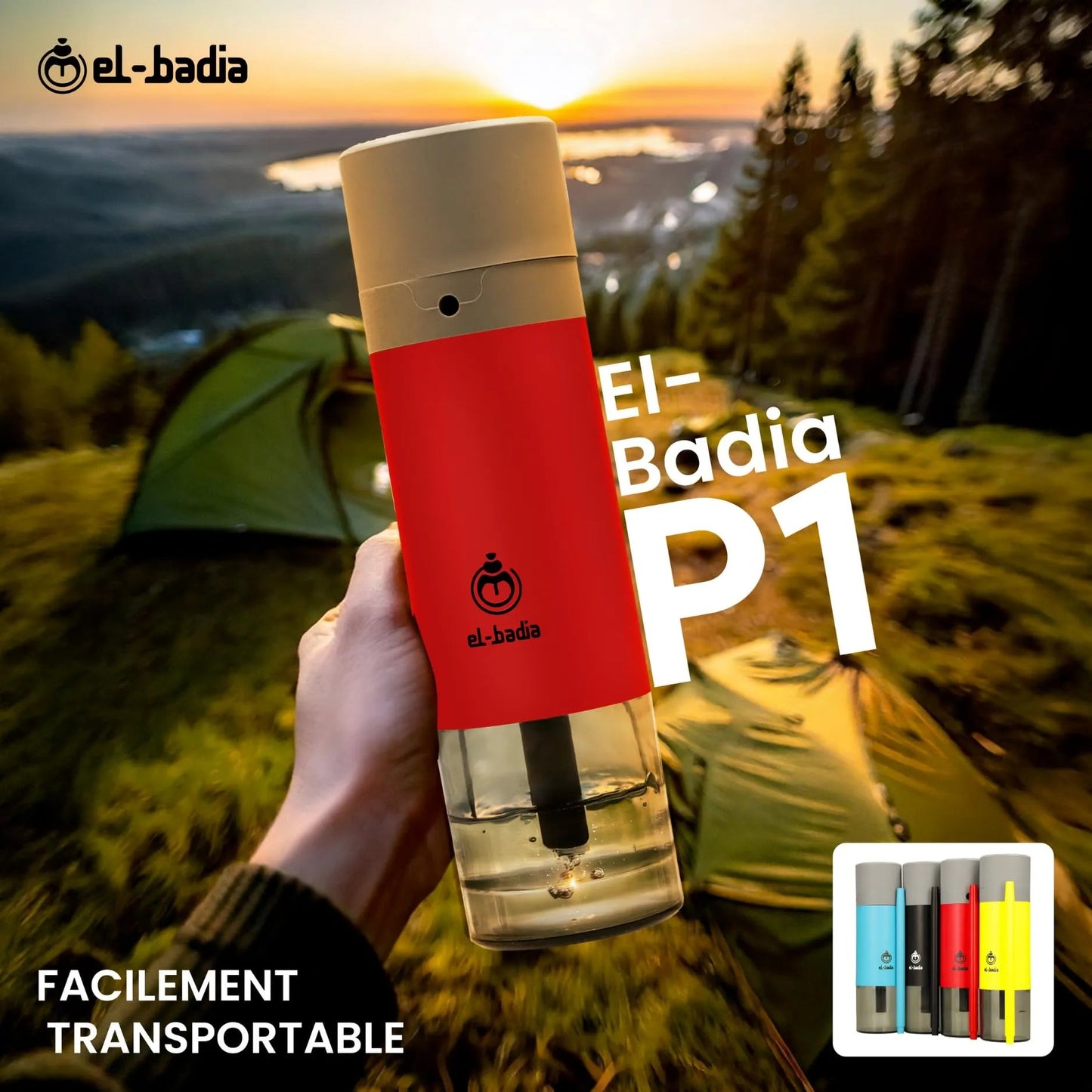 EL - BADIA P1 Portable Hookah 24 cm – Ultra - Compact Travel Shisha with Patented Hose Storage System, Reversible Ceramic Bowl & Silicone Hose (Acid Yellow) - Street wear urban