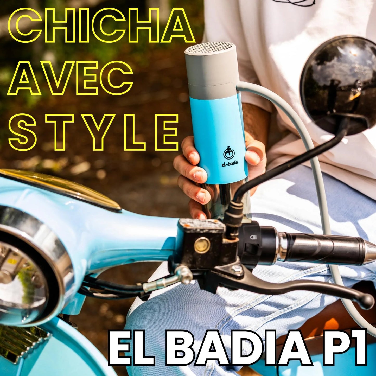 EL - BADIA P1 Portable Hookah 24 cm – Ultra - Compact Travel Shisha with Patented Hose Storage System, Reversible Ceramic Bowl & Silicone Hose (Acid Yellow) - Street wear urban