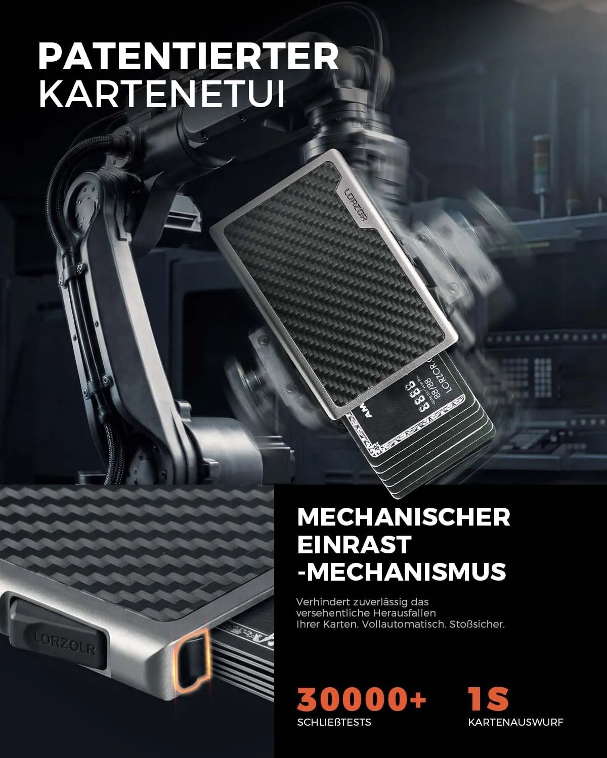 LORZOR Men's Military Carbon Fiber Card Holder, Small Wallets for Men with Detachable Bill Clip, black (Carbon), Modern - Street wear urban