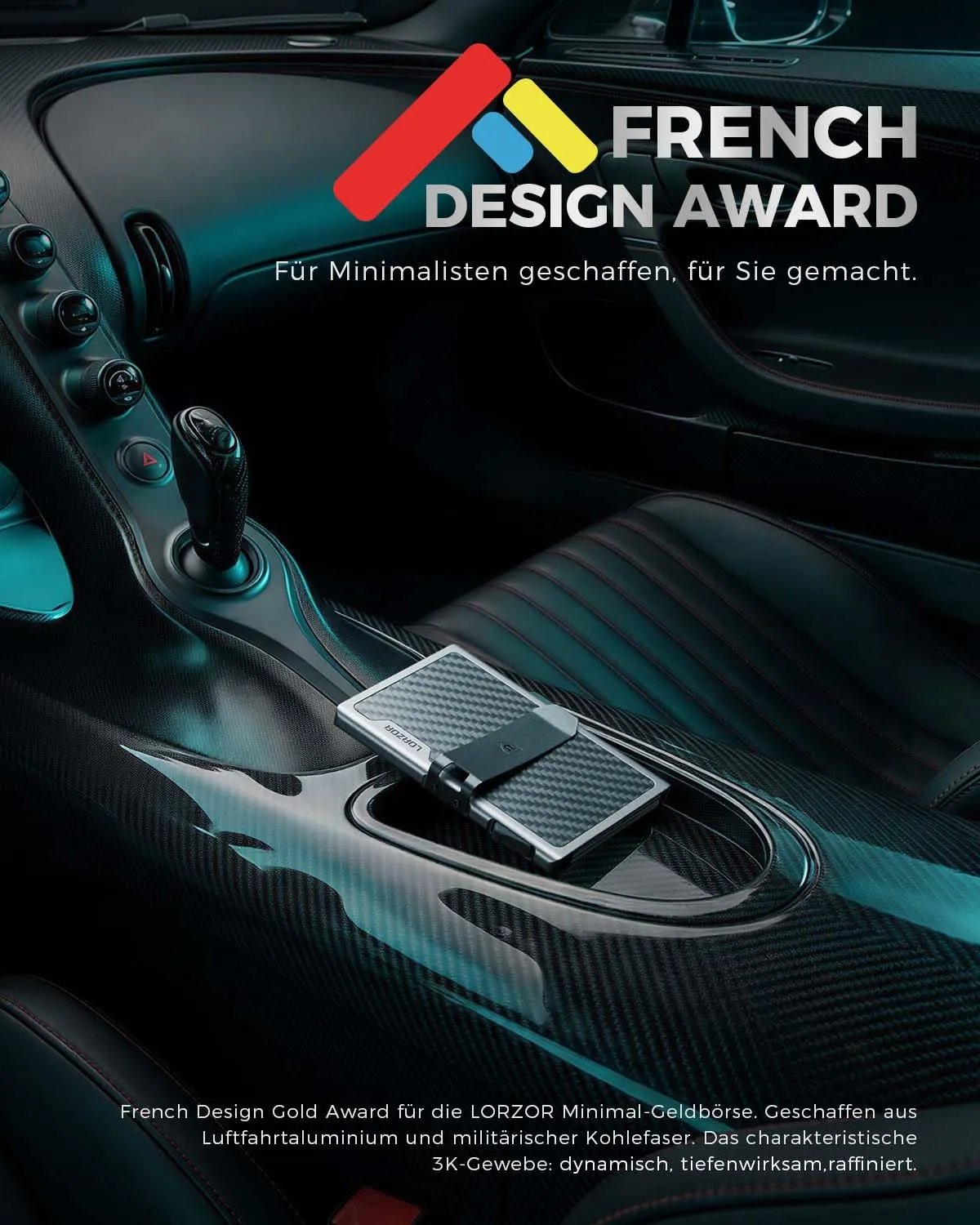 LORZOR Men's Military Carbon Fiber Card Holder, Small Wallets for Men with Detachable Bill Clip, black (Carbon), Modern - Street wear urban