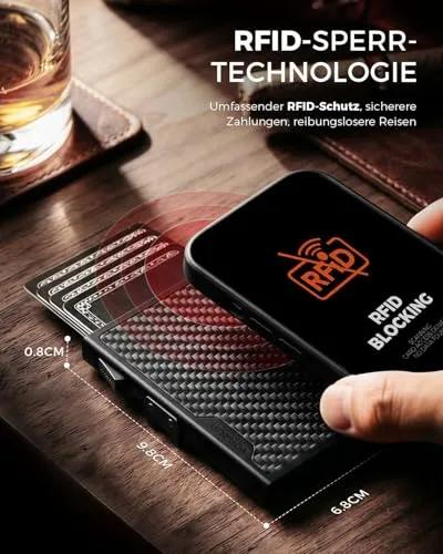 LORZOR Men's Military Carbon Fiber Card Holder, Small Wallets for Men with Detachable Bill Clip, black (Carbon), Modern - Street wear urban