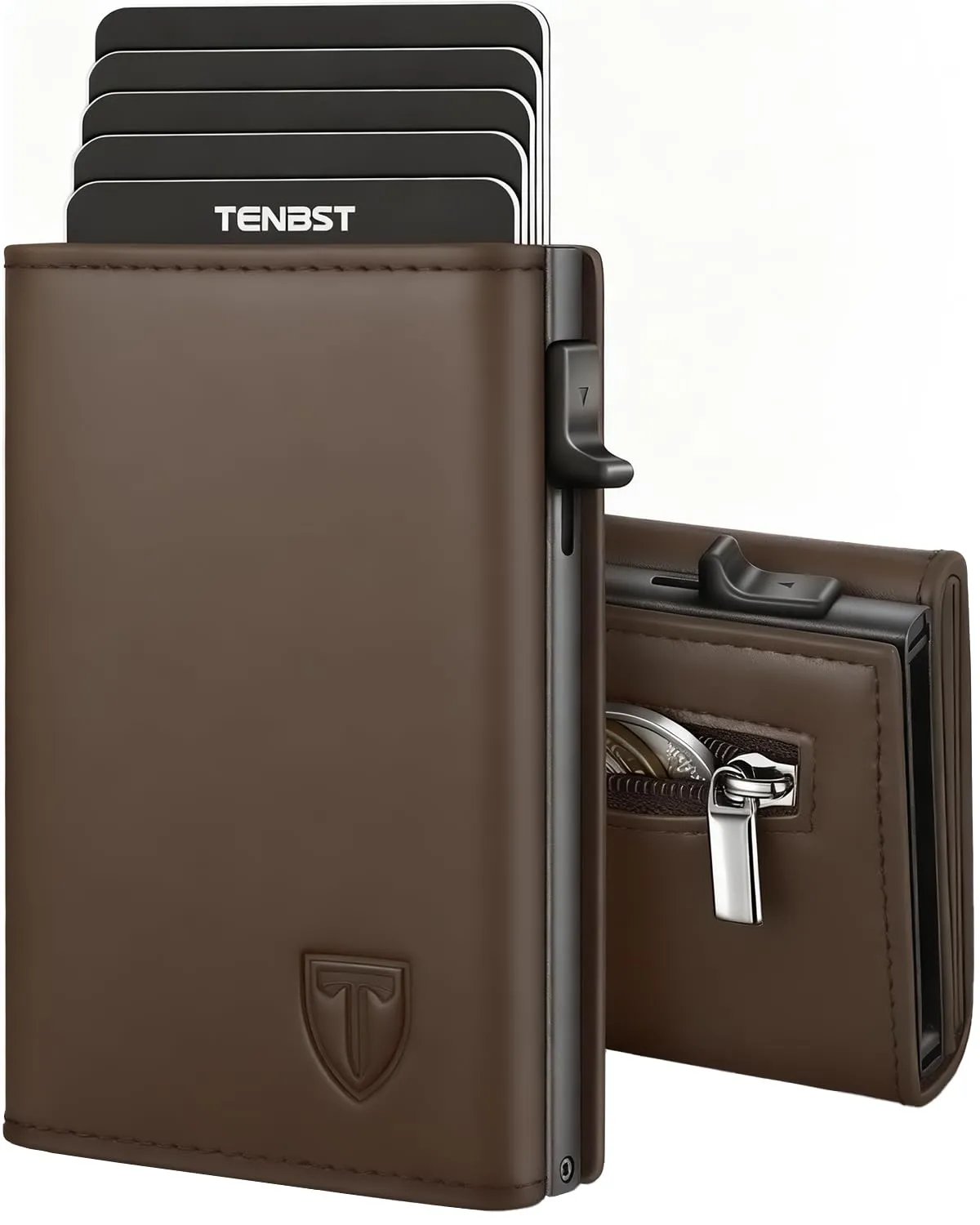 TENBST Men's Wallets, Carbon Fiber Credit Card Holder with RIFD Protection | Minimalist Men's Card Holder, Carteira for Zip and Banknotes | Gift Box, Black/White, Classic - Street wear urban