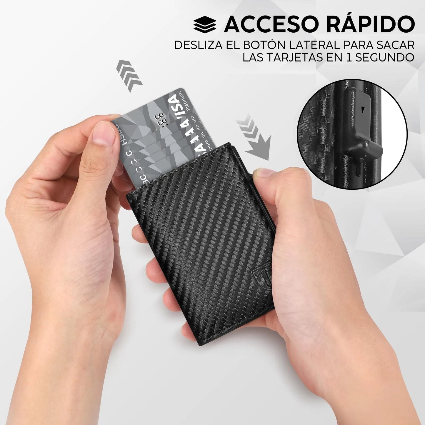 TENBST Men's Wallets, Carbon Fiber Credit Card Holder with RIFD Protection | Minimalist Men's Card Holder, Carteira for Zip and Banknotes | Gift Box, Black/White, Classic - Street wear urban