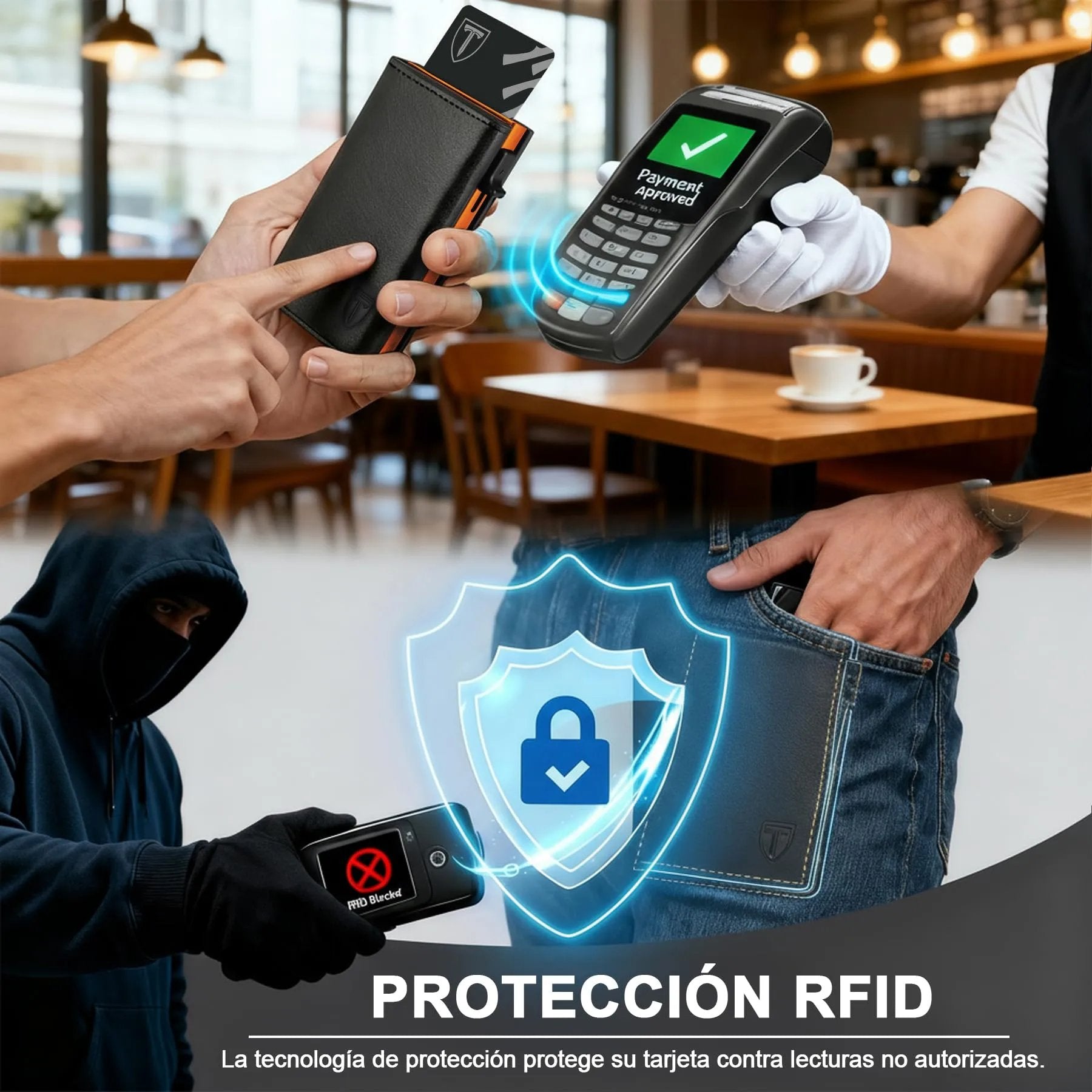 TENBST Men's Wallets, Carbon Fiber Credit Card Holder with RIFD Protection | Minimalist Men's Card Holder, Carteira for Zip and Banknotes | Gift Box, Black/White, Classic - Street wear urban