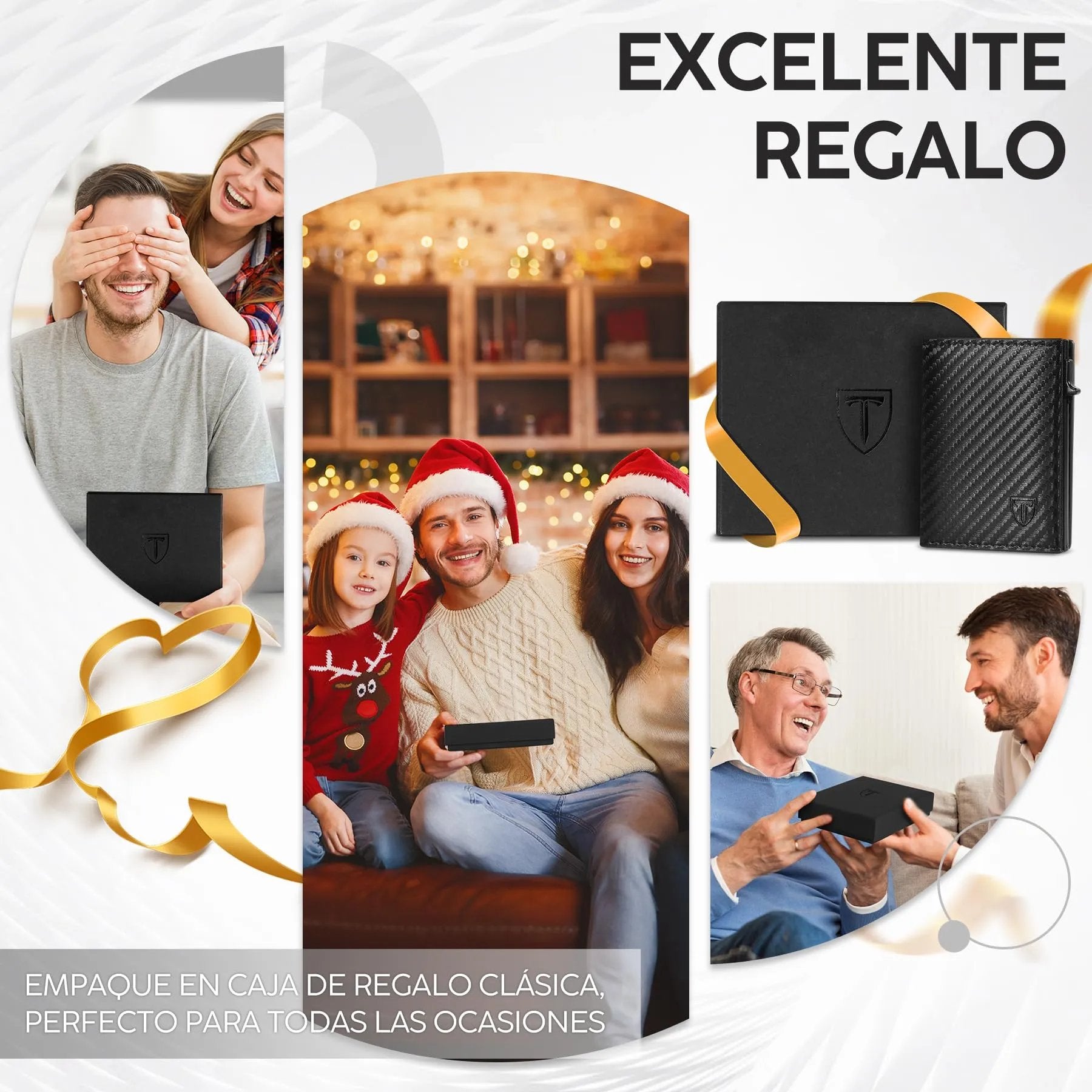 TENBST Men's Wallets, Carbon Fiber Credit Card Holder with RIFD Protection | Minimalist Men's Card Holder, Carteira for Zip and Banknotes | Gift Box, Black/White, Classic - Street wear urban