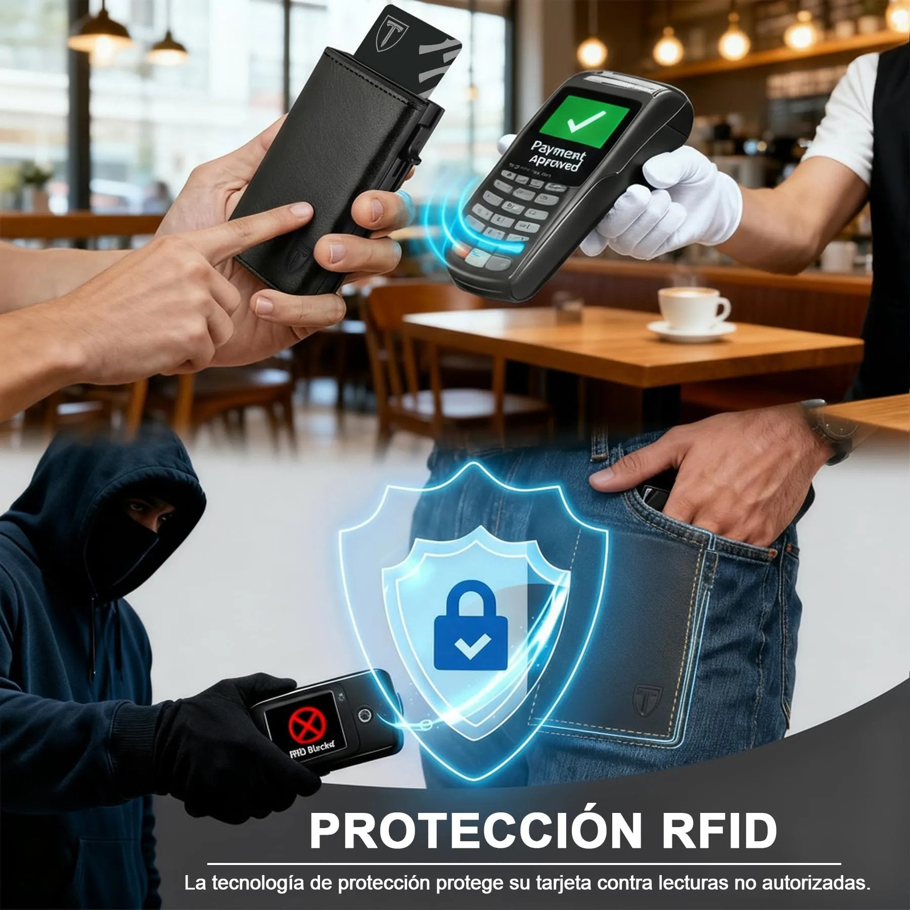 TENBST Men's Wallets, Carbon Fiber Credit Card Holder with RIFD Protection | Minimalist Men's Card Holder, Carteira for Zip and Banknotes | Gift Box, Black/White, Classic - Street wear urban