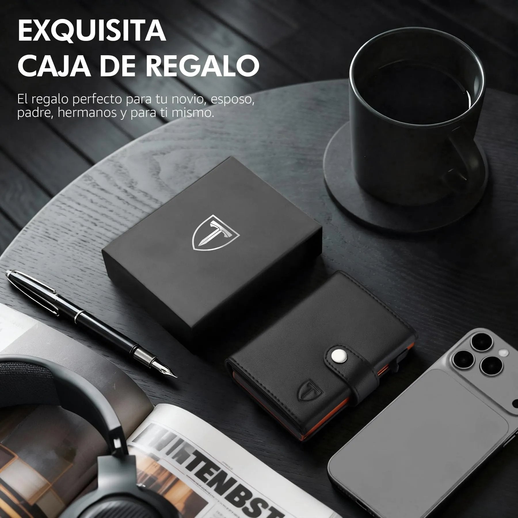 TENBST Men's Wallets, Carbon Fiber Credit Card Holder with RIFD Protection | Minimalist Men's Card Holder, Carteira for Zip and Banknotes | Gift Box, Black/White, Classic - Street wear urban